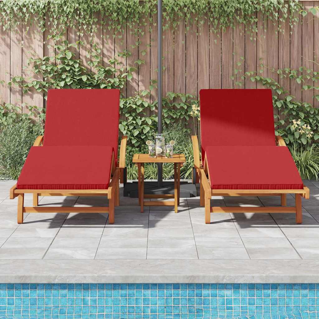 Napozó 3 pcs Piros 200 x 67 x 84 cm Tömör Akácfa