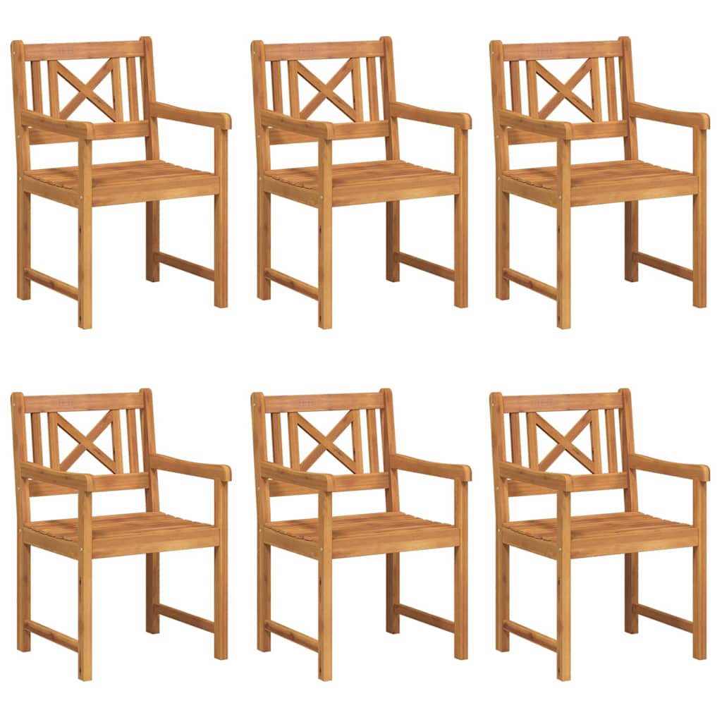 Kerti székek 6 pcs Természetes Tömör Akácfa