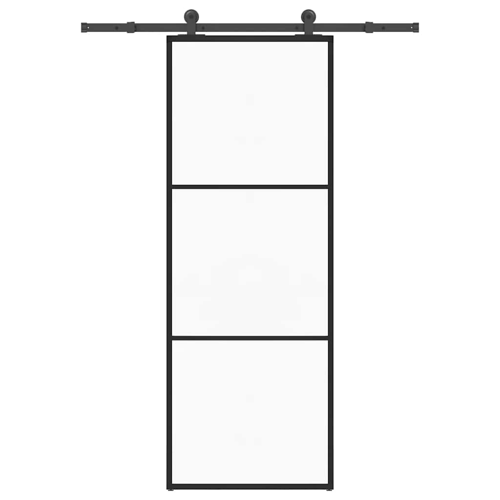 ESG üveg és alumínium tolóajtó fémszerelvény-szettel 76x205 cm