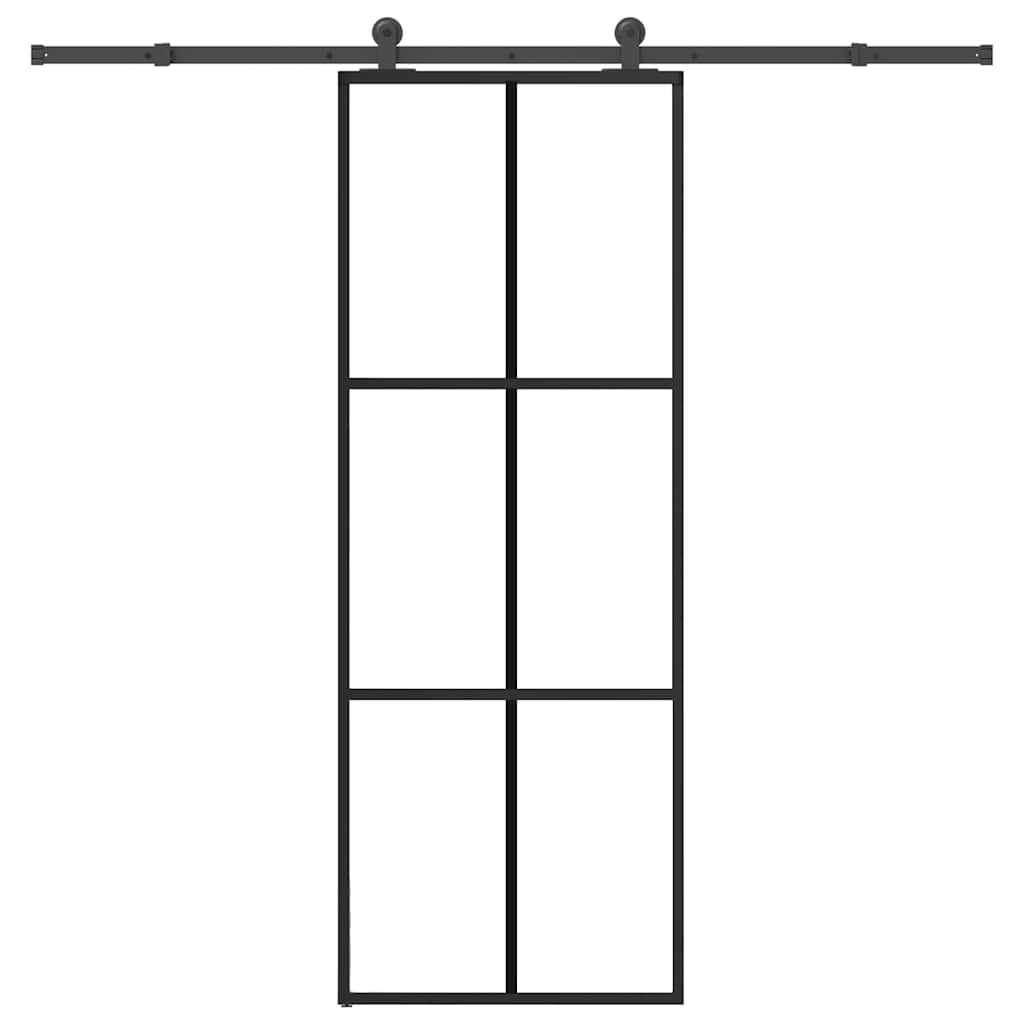 ESG üveg és alumínium tolóajtó fémszerelvény-szettel 76x205 cm