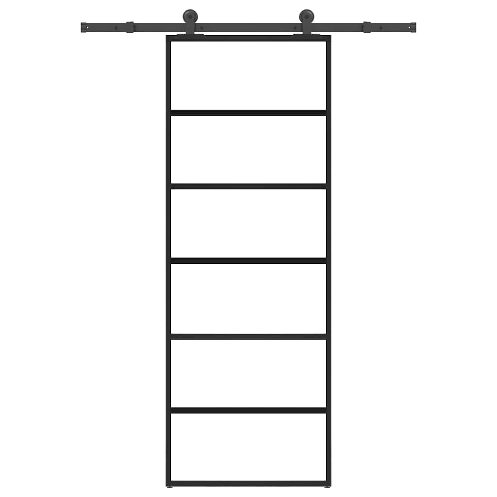 ESG üveg és alumínium tolóajtó fémszerelvény-szettel 76x205 cm