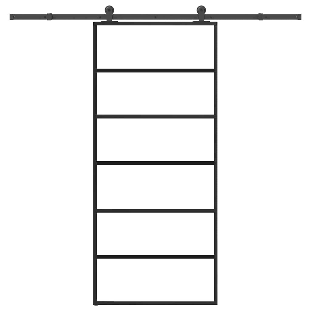 ESG üveg és alumínium tolóajtó fémszerelvény-szettel 90x205 cm