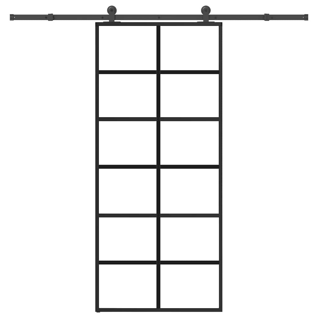 ESG üveg és alumínium tolóajtó fémszerelvény-szettel 90x205 cm