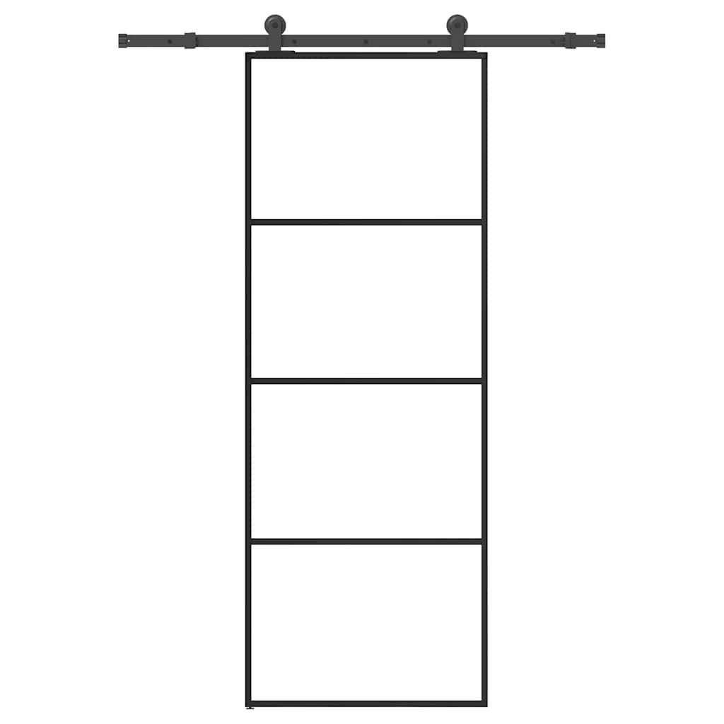 ESG üveg és alumínium tolóajtó fémszerelvény-szettel 76x205 cm