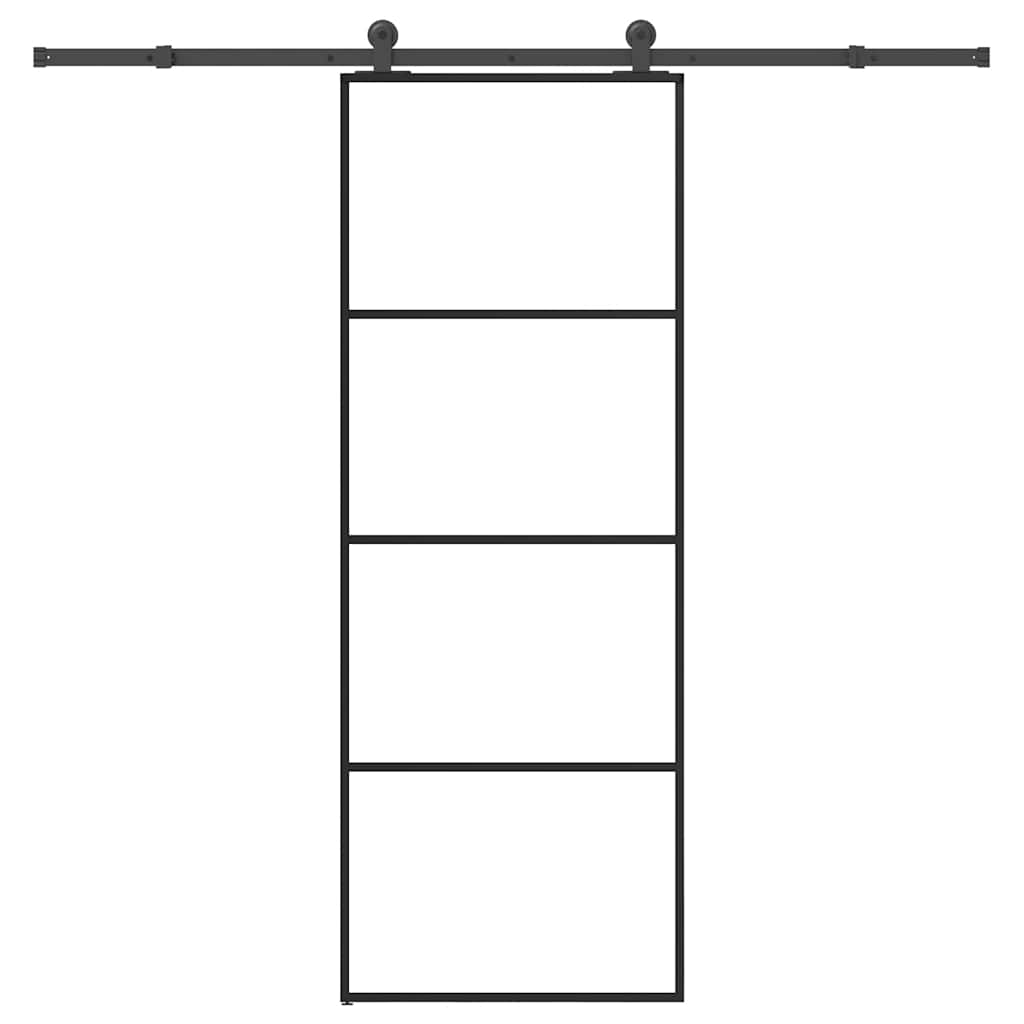 ESG üveg és alumínium tolóajtó fémszerelvény-szettel 76x205 cm