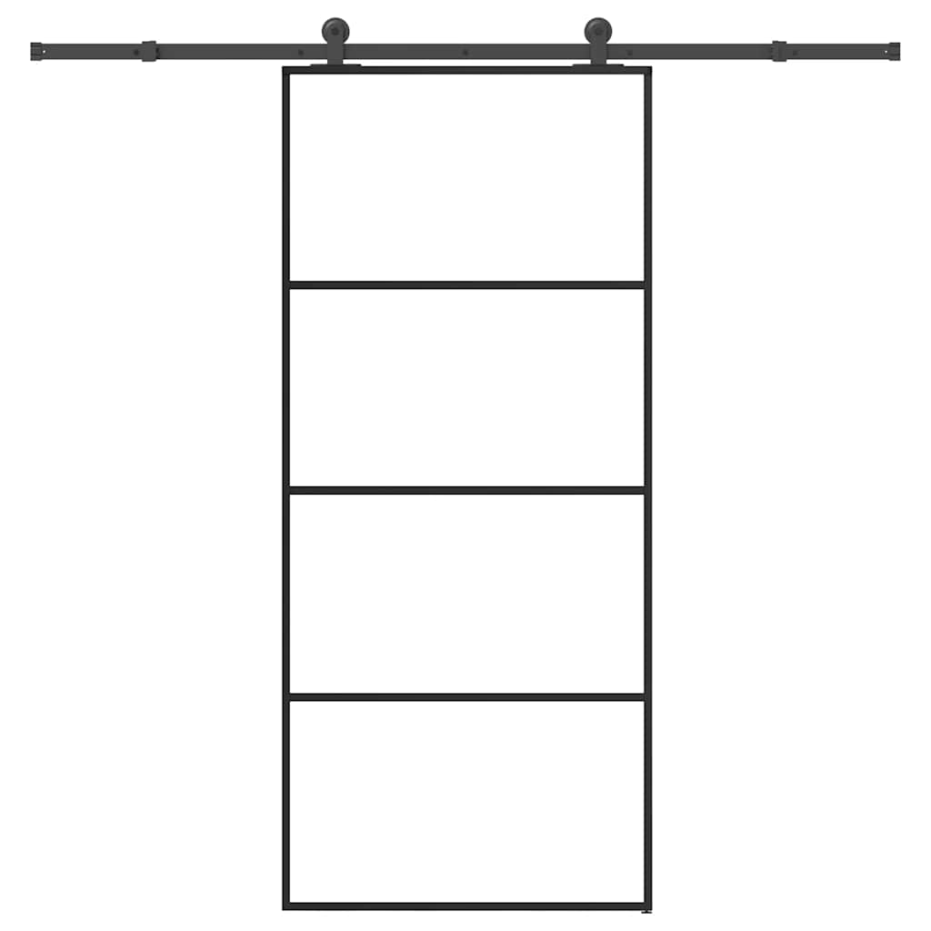 ESG üveg és alumínium tolóajtó fémszerelvény-szettel 90x205 cm