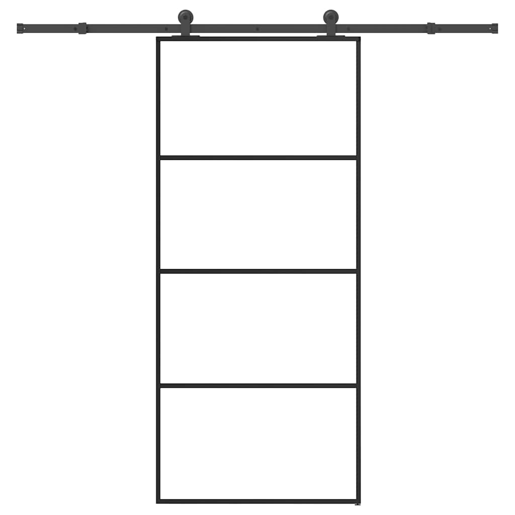 ESG üveg és alumínium tolóajtó fémszerelvény-szettel 90x205 cm
