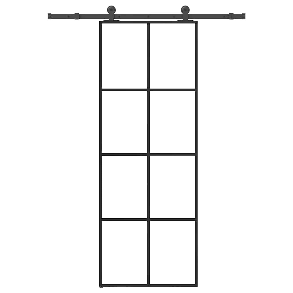 ESG üveg és alumínium tolóajtó fémszerelvény-szettel 76x205 cm