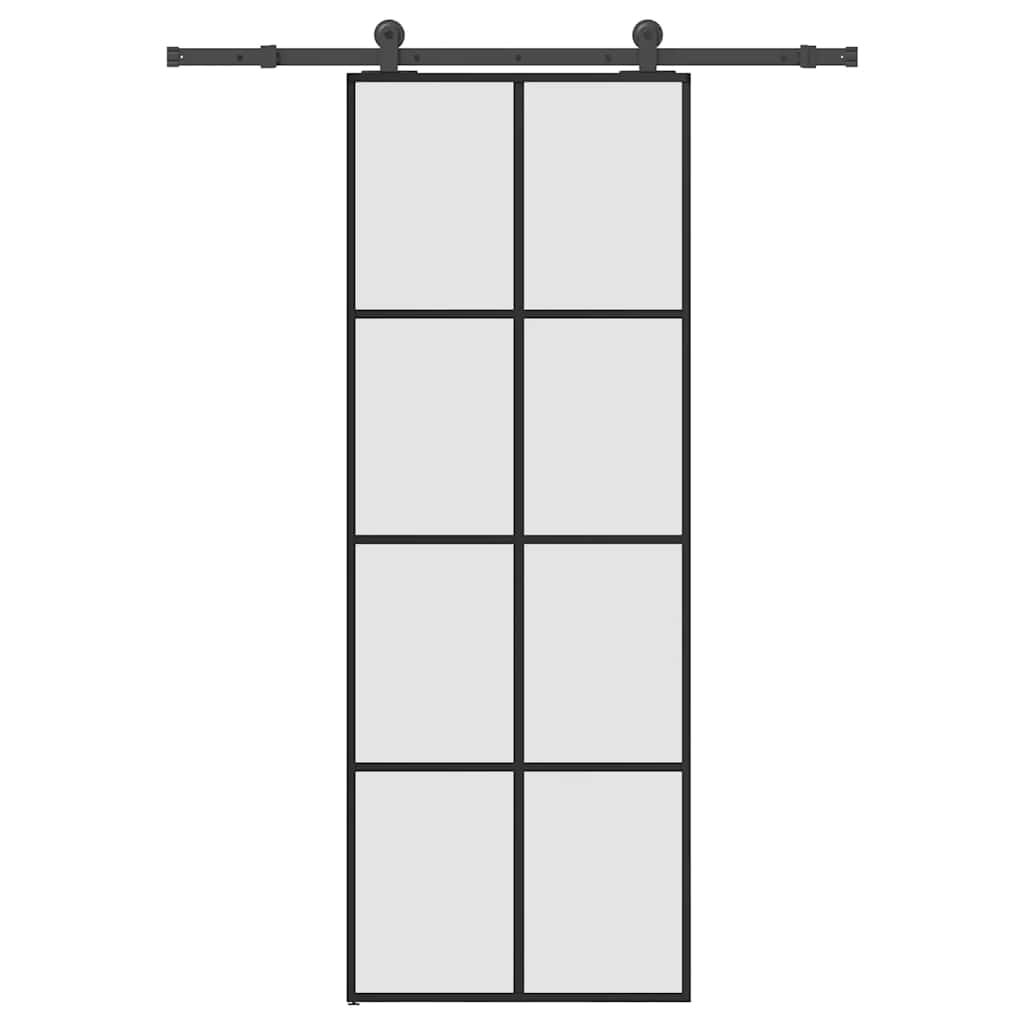 ESG üveg és alumínium tolóajtó fémszerelvény-szettel 76x205 cm