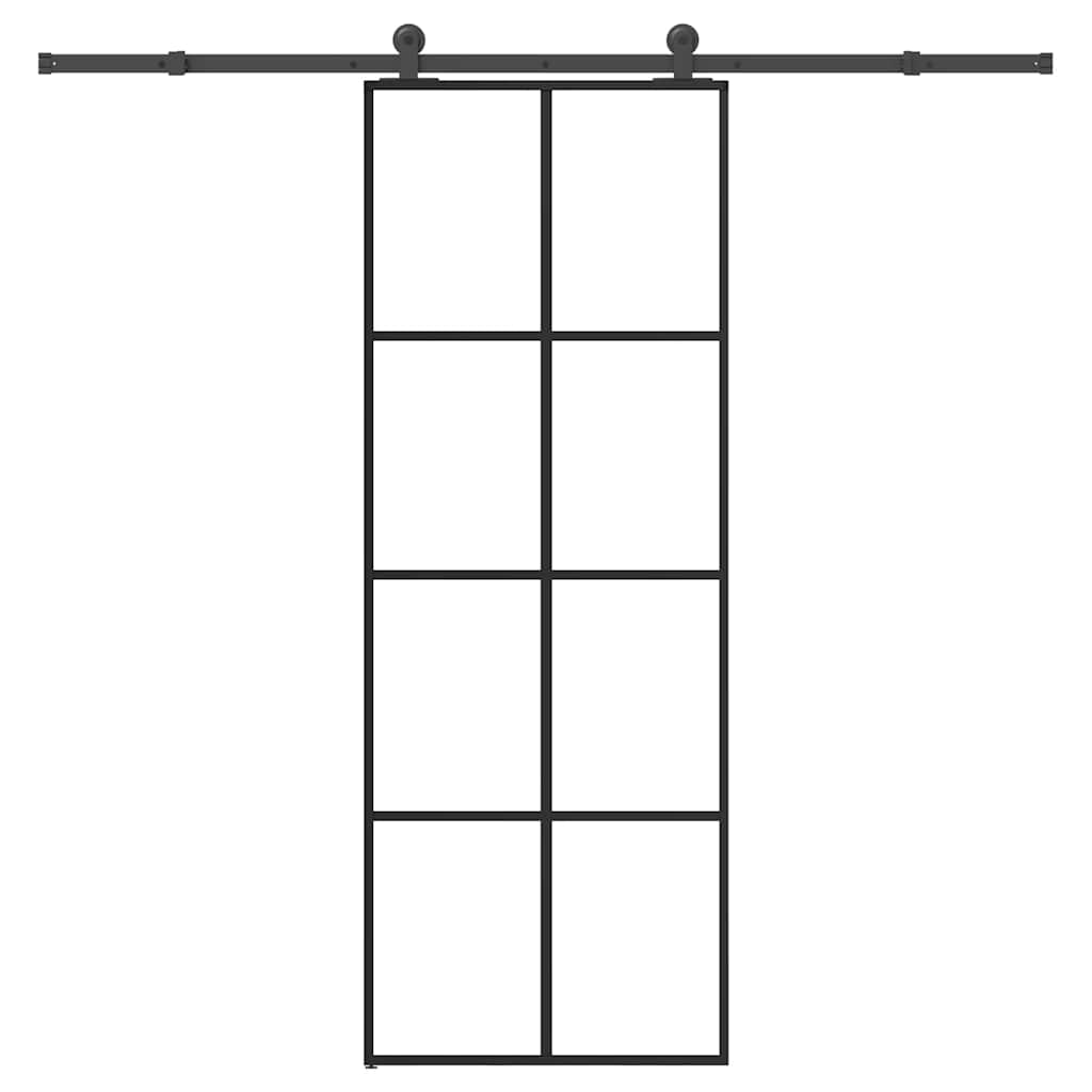 ESG üveg és alumínium tolóajtó fémszerelvény-szettel 76x205 cm