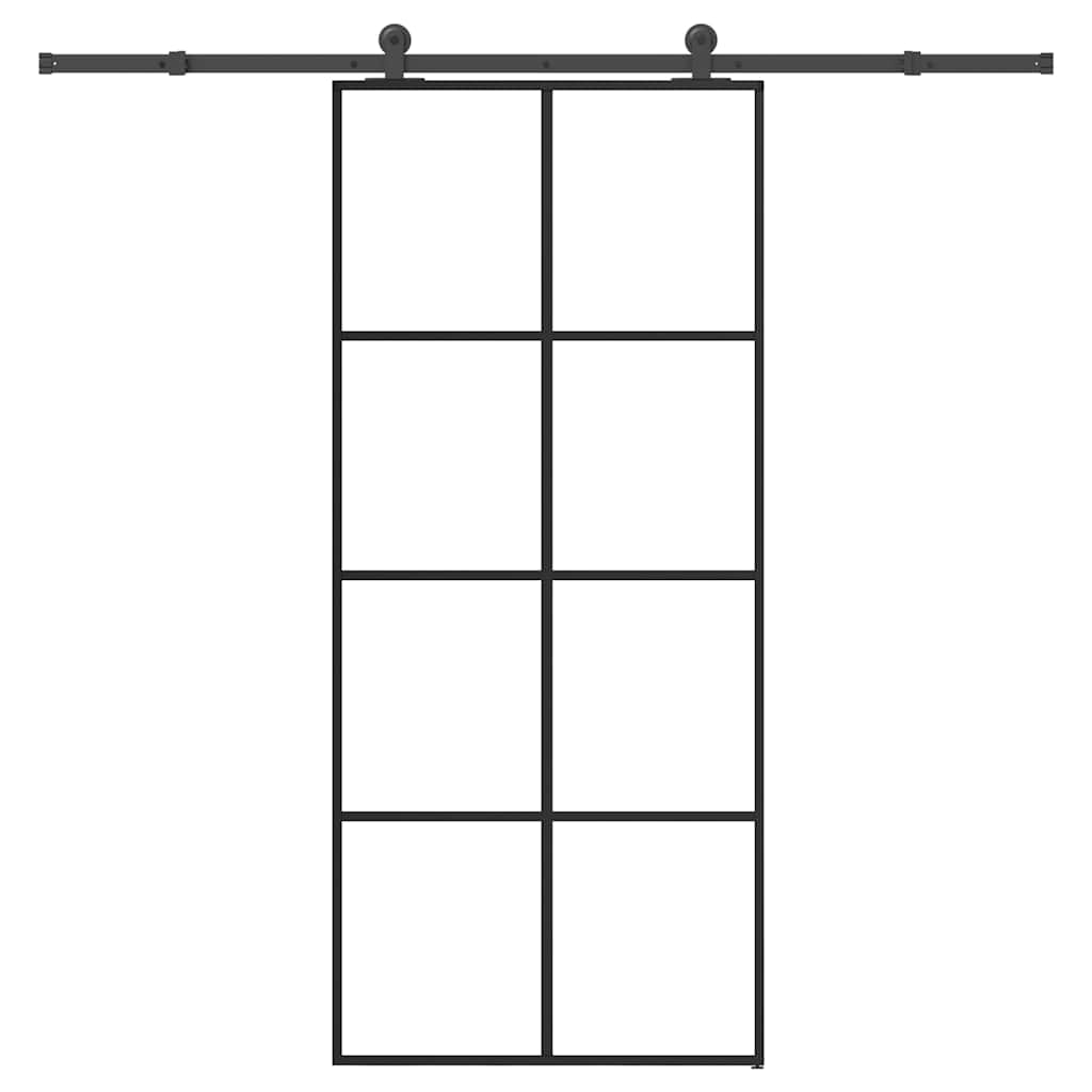 ESG üveg és alumínium tolóajtó fémszerelvény-szettel 90x205 cm
