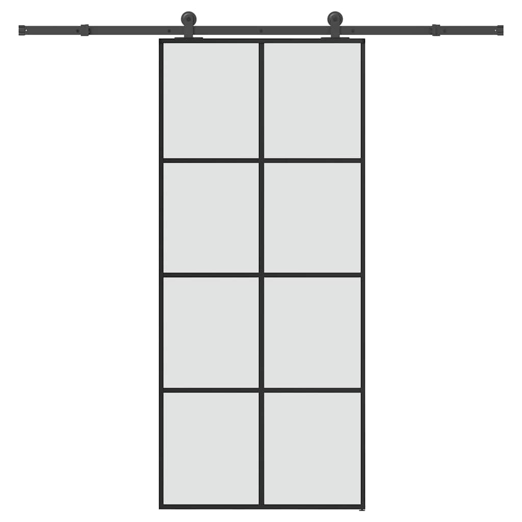 ESG üveg és alumínium tolóajtó fémszerelvény-szettel 90x205 cm