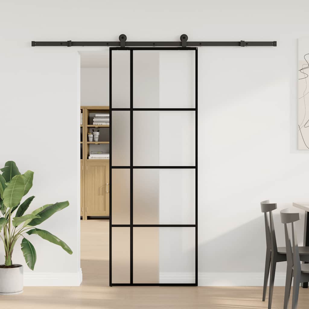 ESG üveg és alumínium tolóajtó fémszerelvény-szettel 76x205 cm