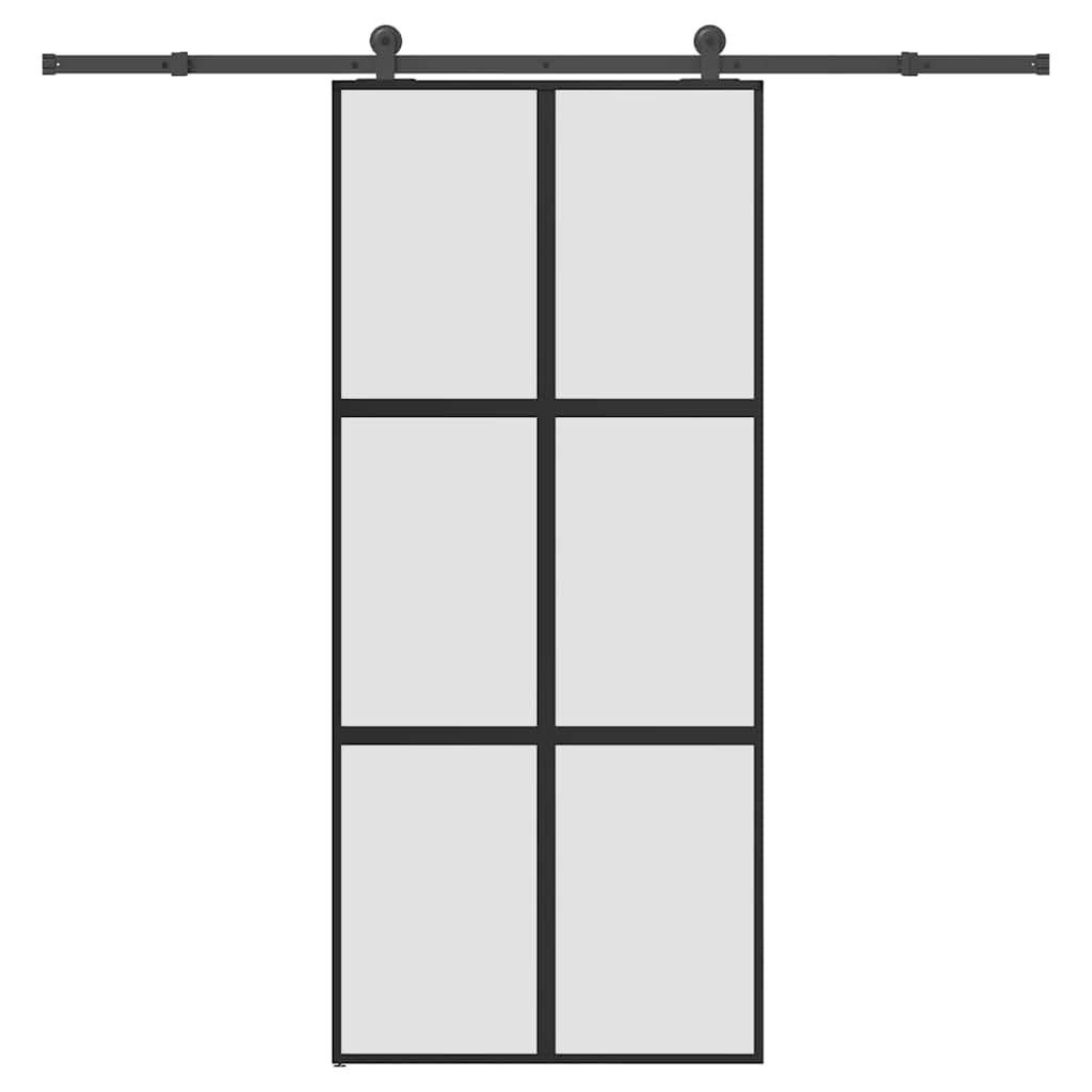 tolóajtó vasalattal 90x205 cm edzett üveg&Alumínium