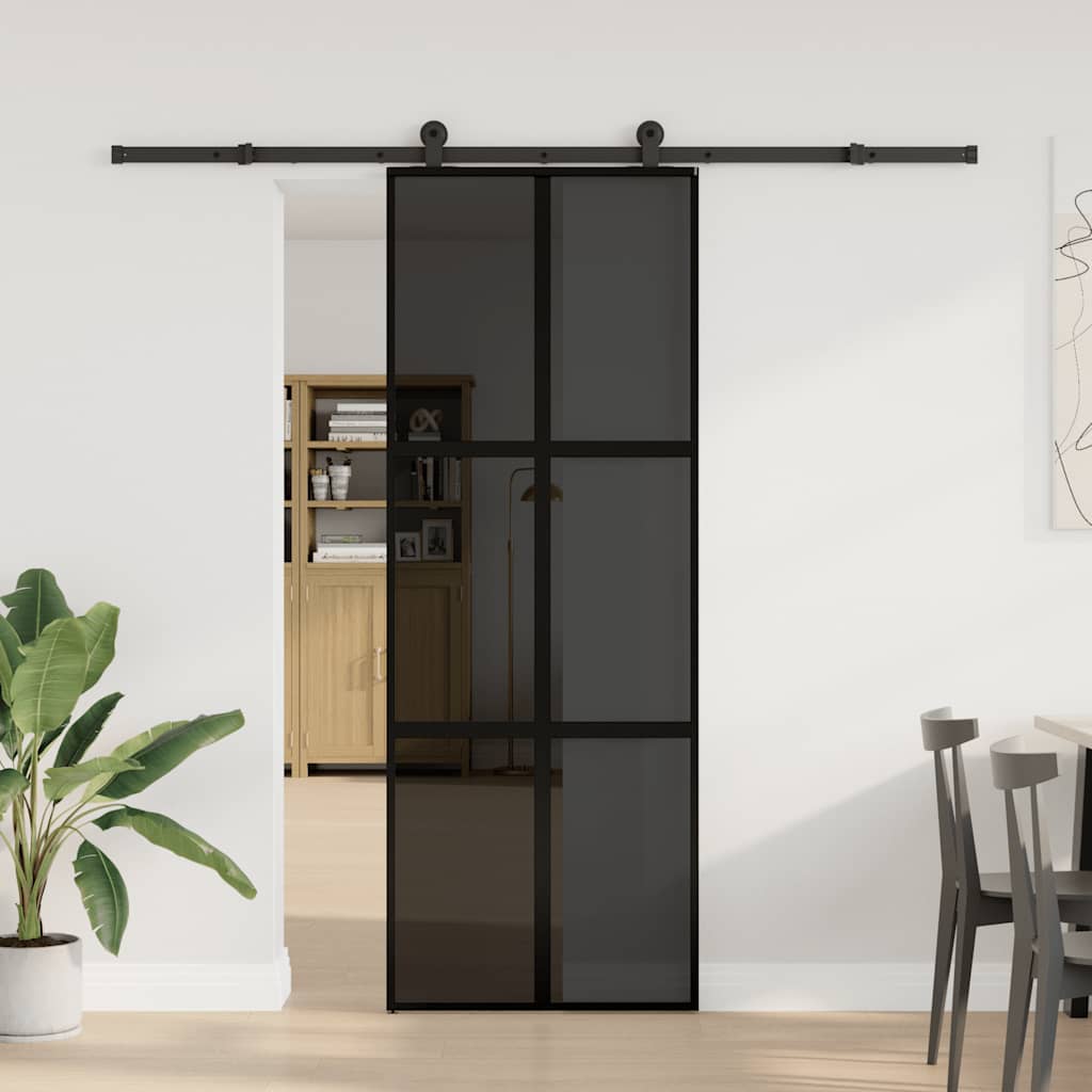 tolóajtó vasalatokkal 76x205 cm edzett üveg&Alumínium
