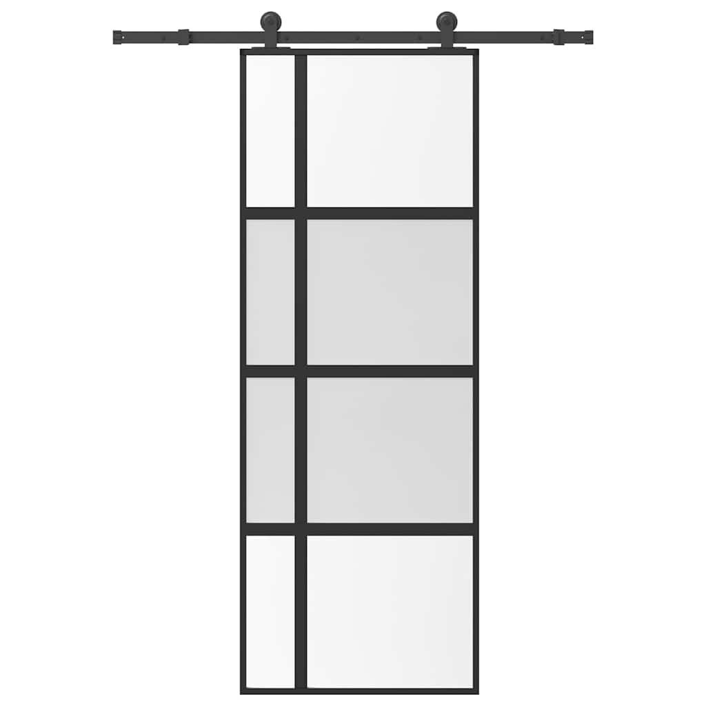 tolóajtó vasalatokkal 76x205 cm edzett üveg&Alumínium