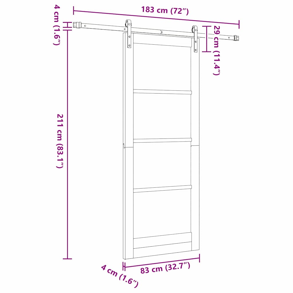 Csúszó ajtó ORKDAL Fehér és fekete 83 x 211 cm