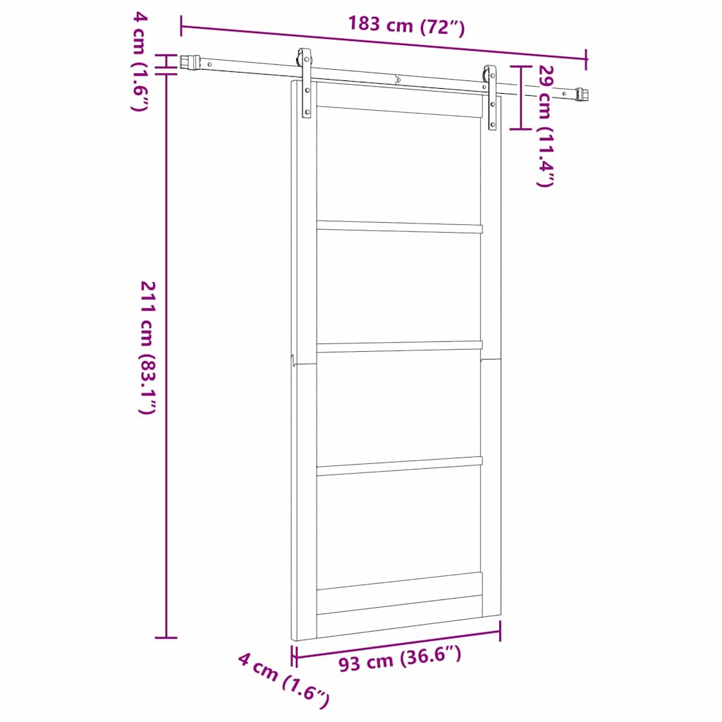 Csúszó ajtó ORKDAL Fehér és fekete 93 x 211 cm