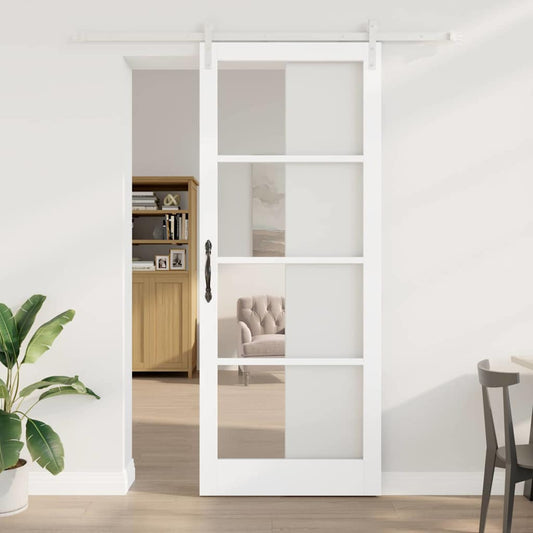 Csúszó ajtó ORKDAL Fehér 93 x 232 cm Tömör fenyőfa és üveg