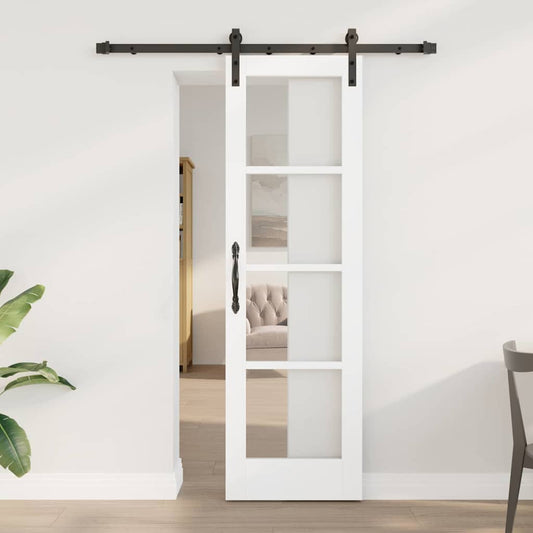 Csúszó ajtó ORKDAL Fehér 61 x 198,5 cm Tömör fenyőfa és üveg