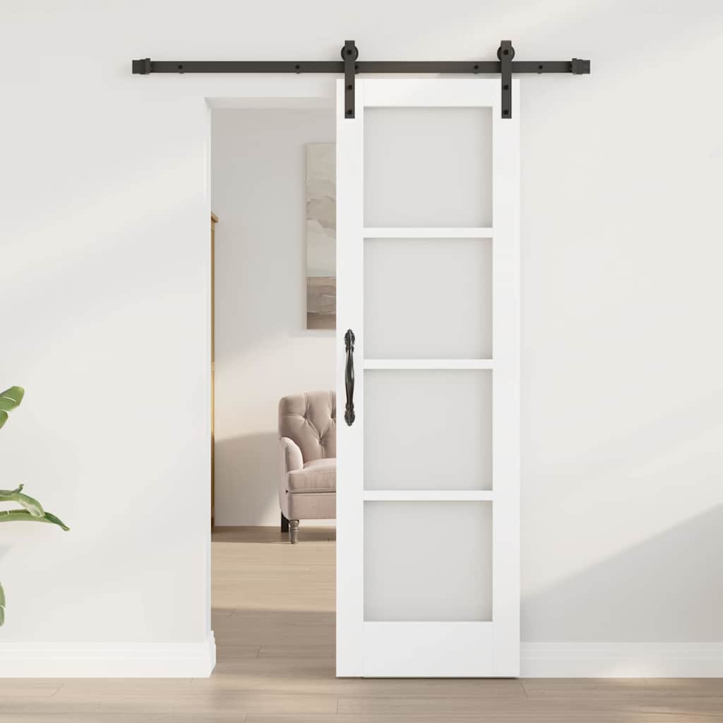 Csúszó ajtó ORKDAL Fehér 61 x 198,5 cm Tömör fenyőfa és üveg