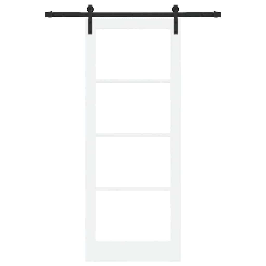 Csúszó ajtó ORKDAL Fehér 83 x 211 cm Tömör fenyőfa és üveg