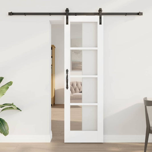 Csúszó ajtó ORKDAL Fehér 61 x 198,5 cm Tömör fenyőfa és üveg