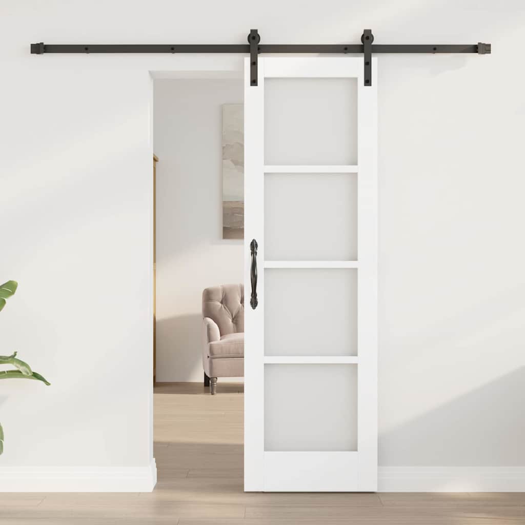 Csúszó ajtó ORKDAL Fehér 61 x 198,5 cm Tömör fenyőfa és üveg