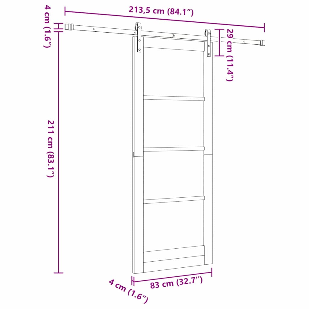 Csúszó ajtó ORKDAL Fehér 83 x 211 cm Tömör fenyőfa és üveg