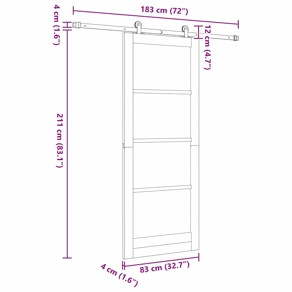 Csúszó ajtó ORKDAL Fehér és fekete 83 x 211 cm