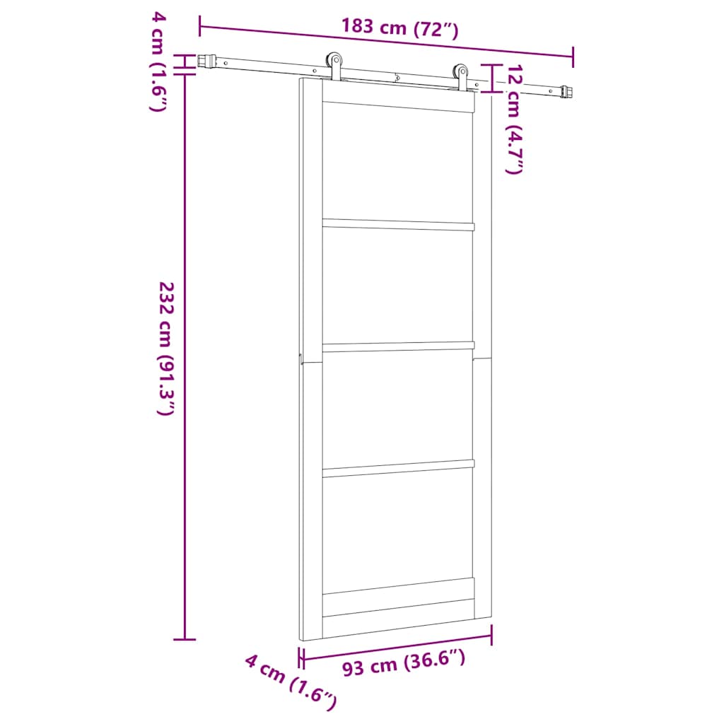 Csúszó ajtó ORKDAL Fehér és fekete 93 x 232 cm