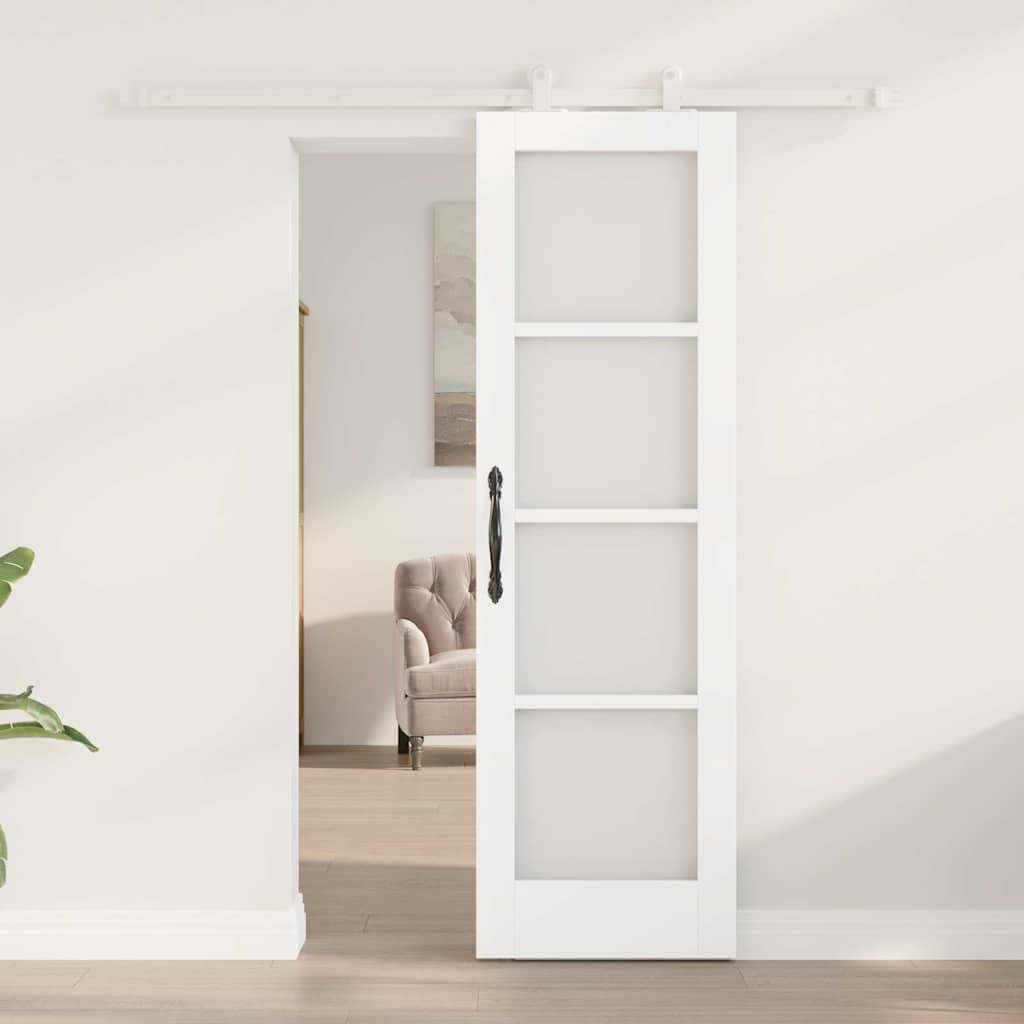 Csúszó ajtó ORKDAL Fehér 61 x 198,5 cm Tömör fenyőfa és üveg