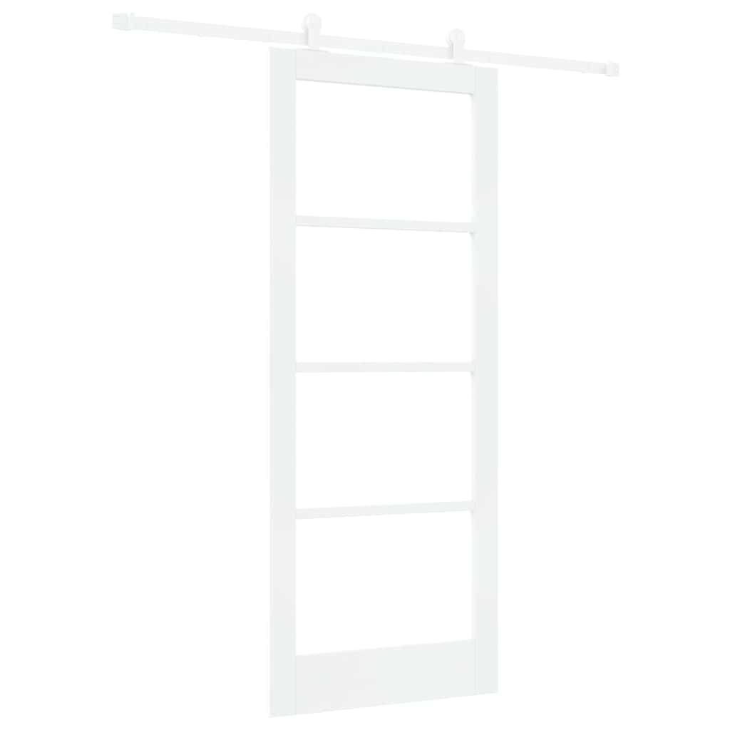 Csúszó ajtó ORKDAL Fehér 83 x 202 cm Tömör fenyőfa és üveg