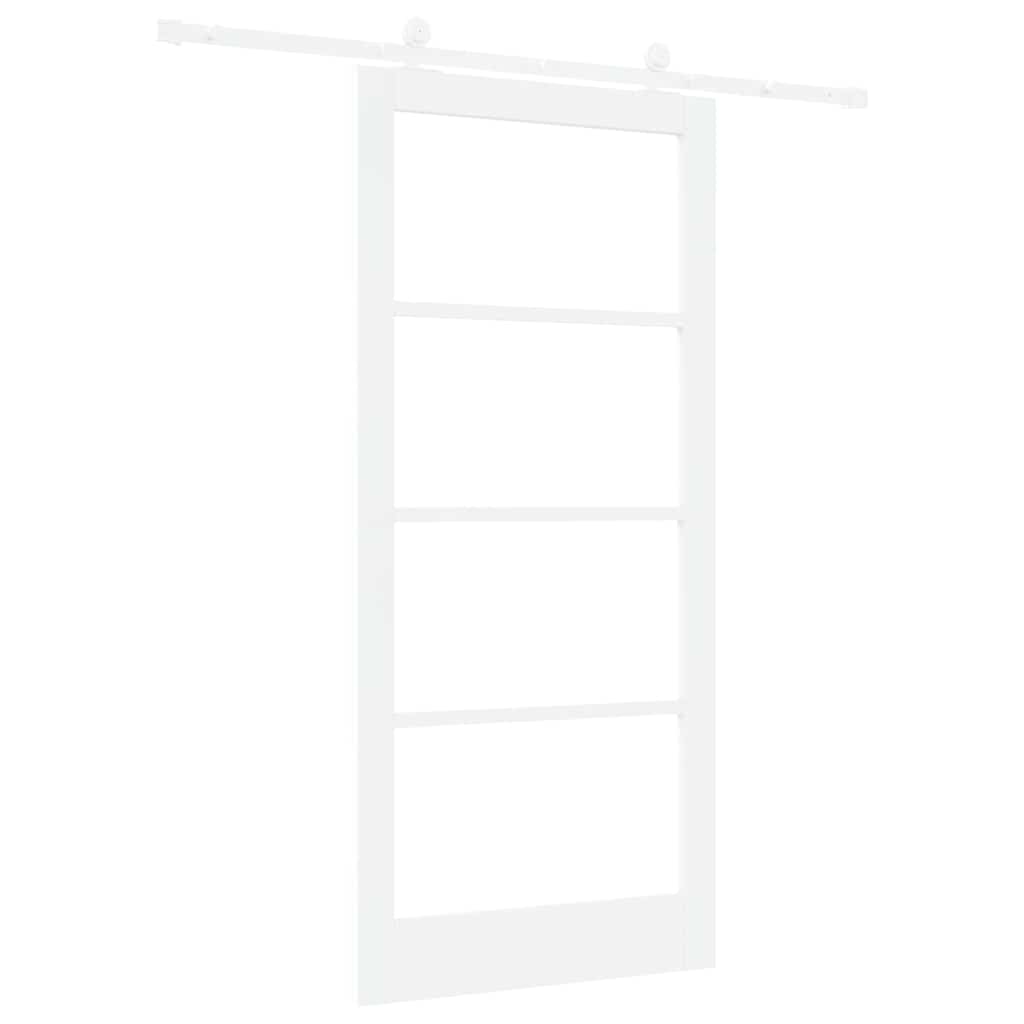 Csúszó ajtó ORKDAL Fehér 93 x 202 cm Tömör fenyőfa és üveg