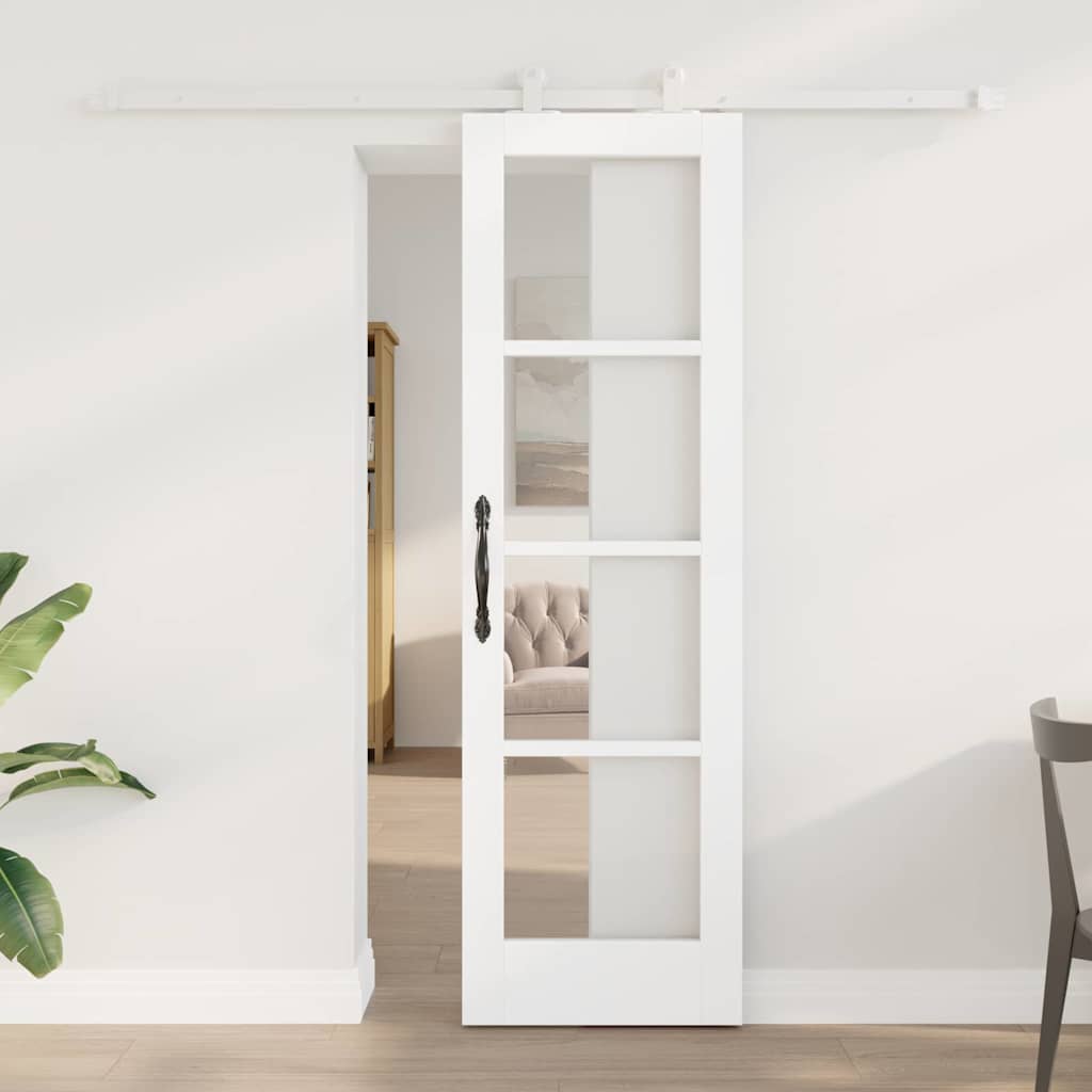 Csúszó ajtó ORKDAL Fehér 61 x 198,5 cm Tömör fenyőfa és üveg