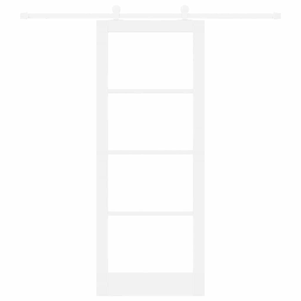 Csúszó ajtó ORKDAL 83 x 211 cm Tömör fenyőfa és üveg Fehér