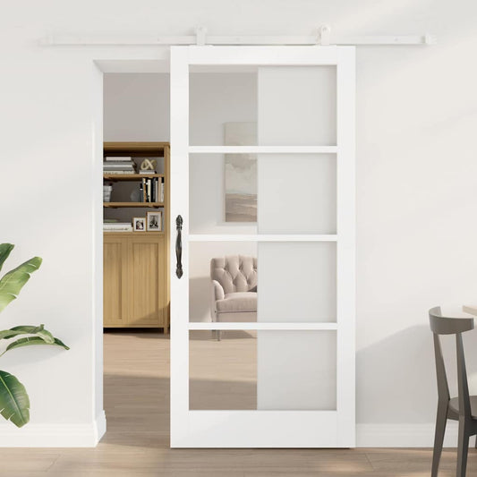 Csúszó ajtó ORKDAL Fehér 93 x 202 cm Tömör fenyőfa és üveg