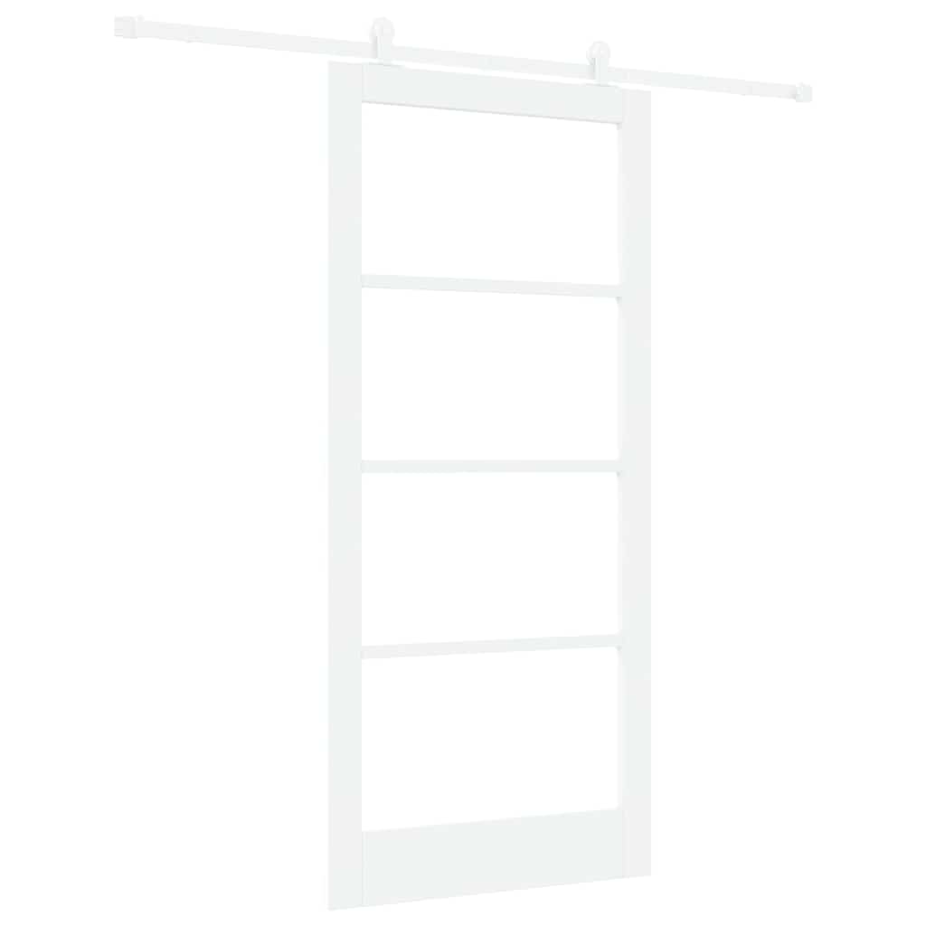 Csúszó ajtó ORKDAL Fehér 93 x 202 cm Tömör fenyőfa és üveg