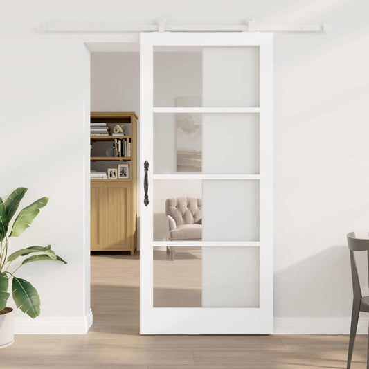Csúszó ajtó ORKDAL Fehér 93 x 211 cm Tömör fenyőfa és üveg