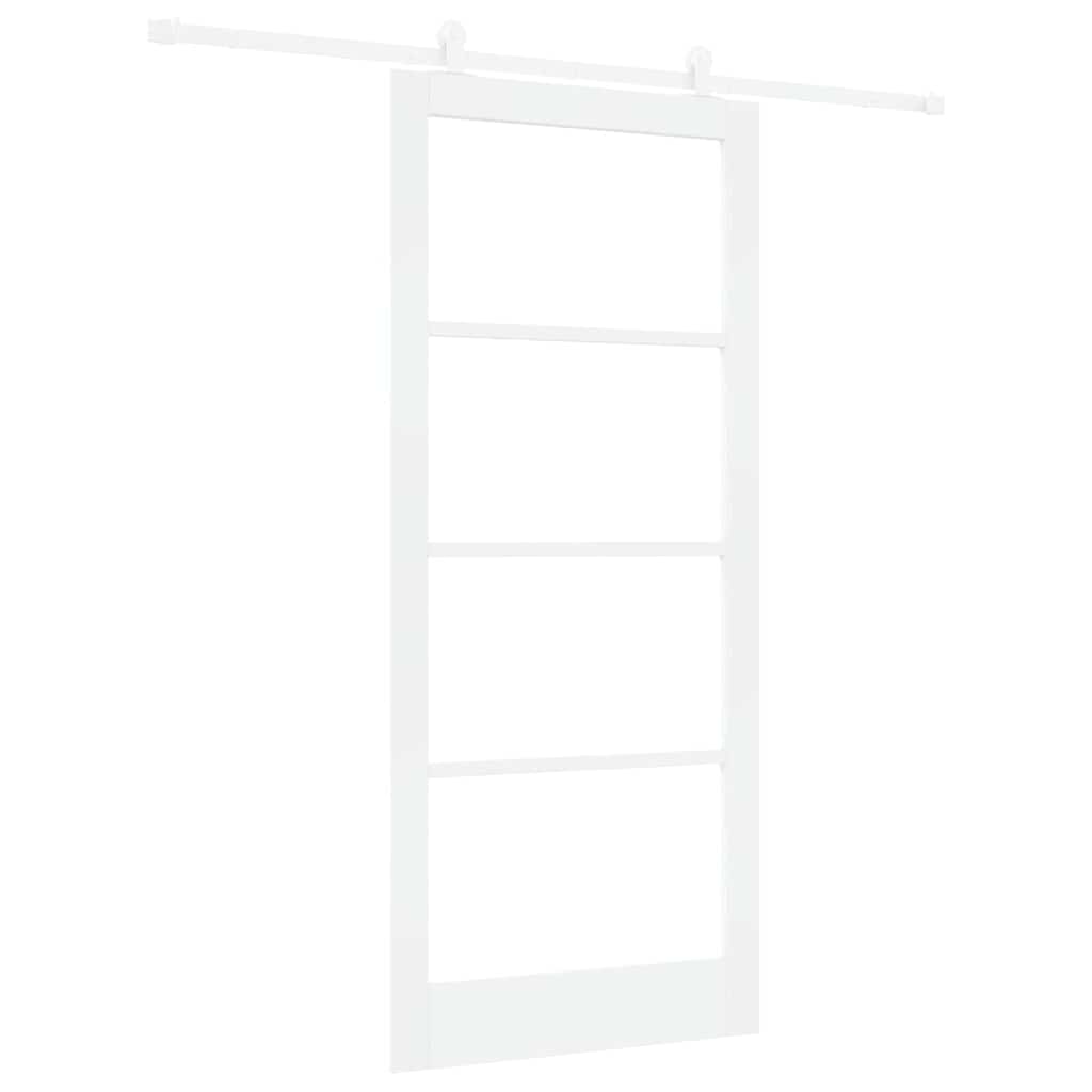 Csúszó ajtó ORKDAL Fehér 93 x 211 cm Tömör fenyőfa és üveg