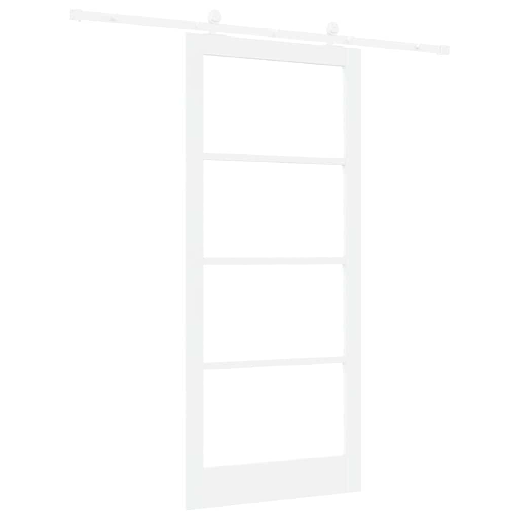 Csúszó ajtó ORKDAL Fehér 93 x 211 cm Tömör fenyőfa és üveg