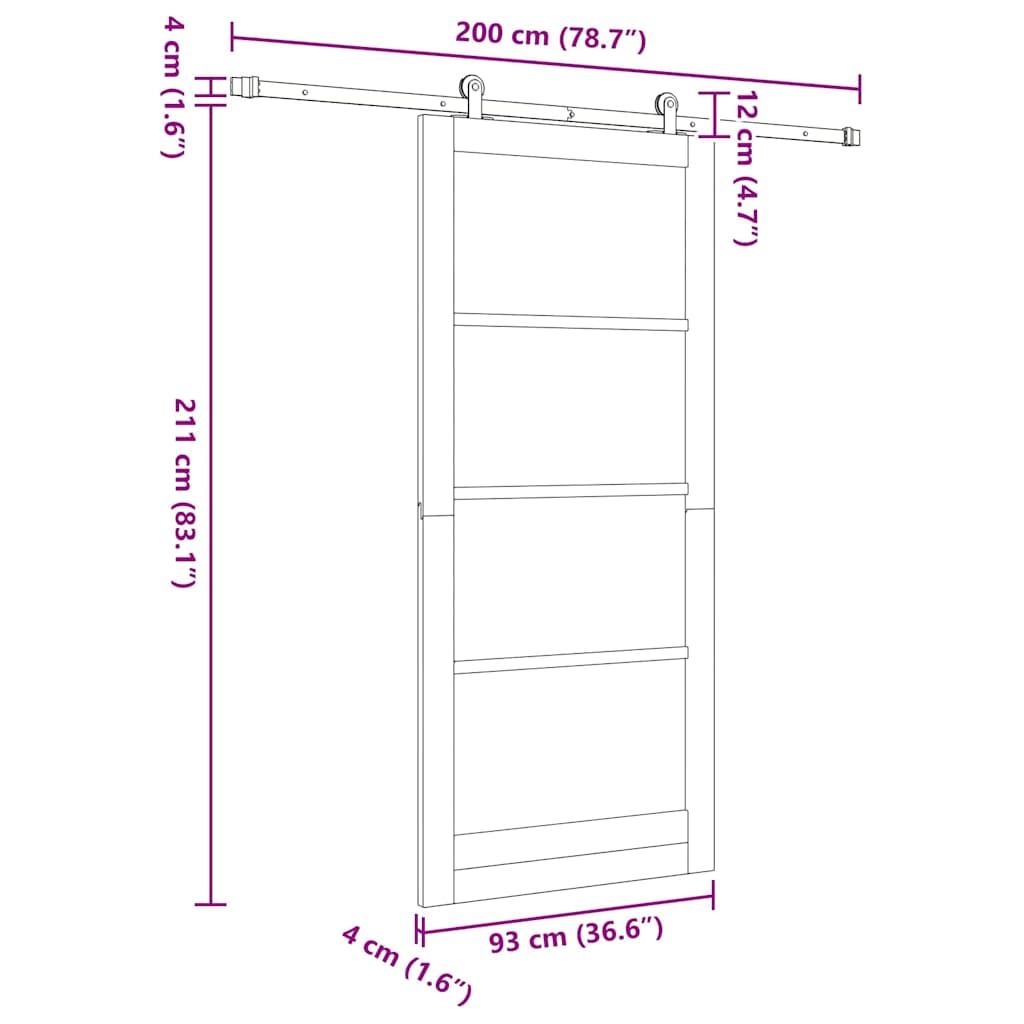 Csúszó ajtó ORKDAL Fehér 93 x 211 cm Tömör fenyőfa és üveg