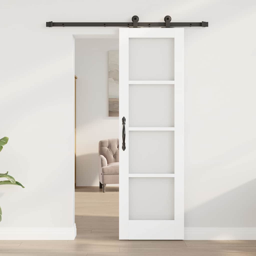 Csúszó ajtó ORKDAL Fehér 61 x 198,5 cm Tömör fenyőfa és üveg