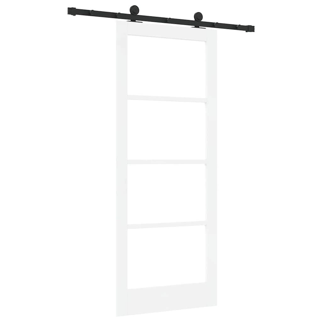 Csúszó ajtó ORKDAL Fehér 83 x 202 cm Tömör fenyőfa és üveg
