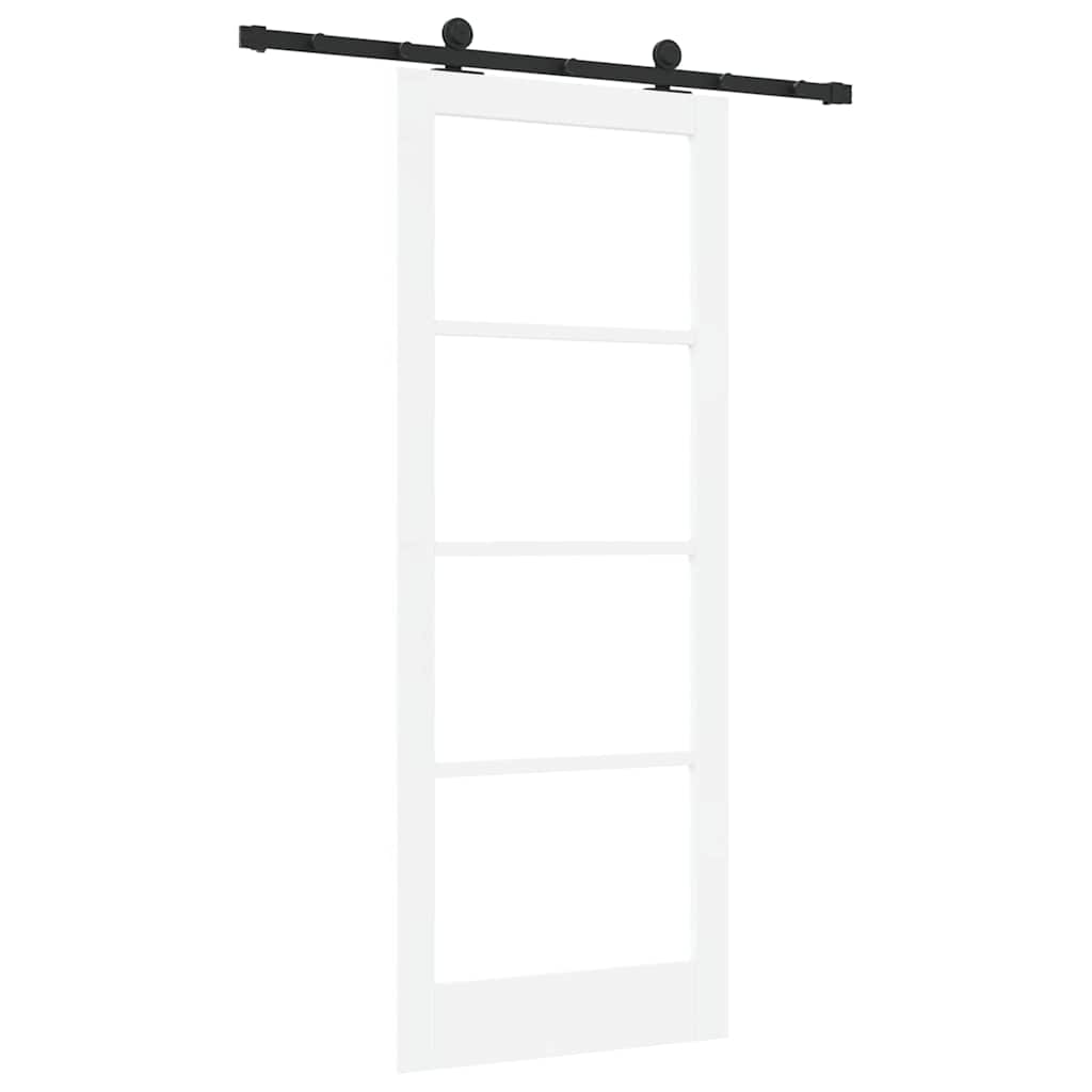 Csúszó ajtó ORKDAL Fehér 83 x 211 cm Tömör fenyőfa és üveg