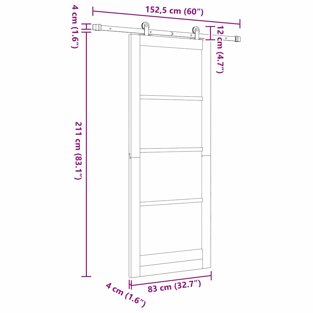 Csúszó ajtó ORKDAL Fehér 83 x 211 cm Tömör fenyőfa és üveg