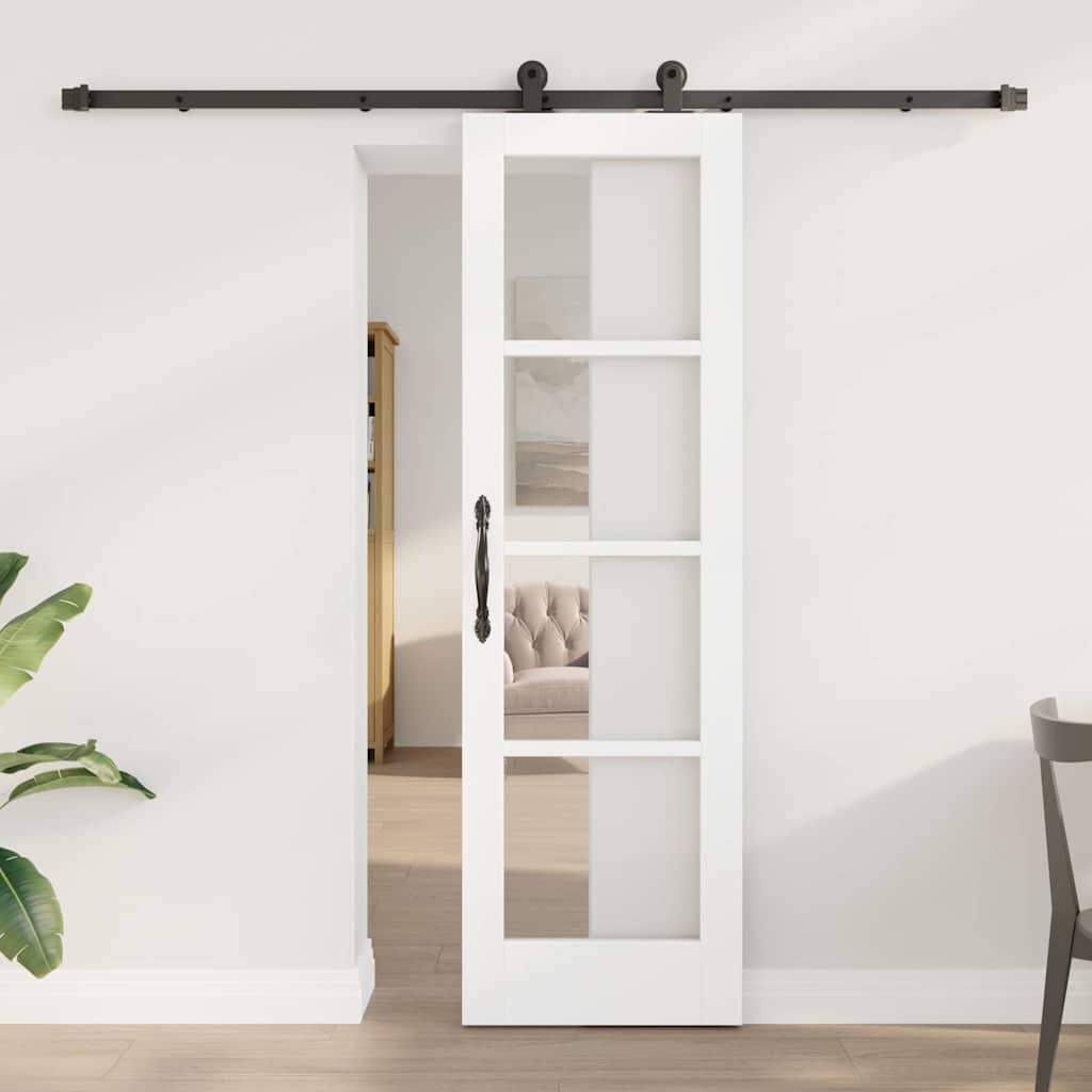 Csúszó ajtó ORKDAL Fehér 61 x 198,5 cm Tömör fenyőfa és üveg