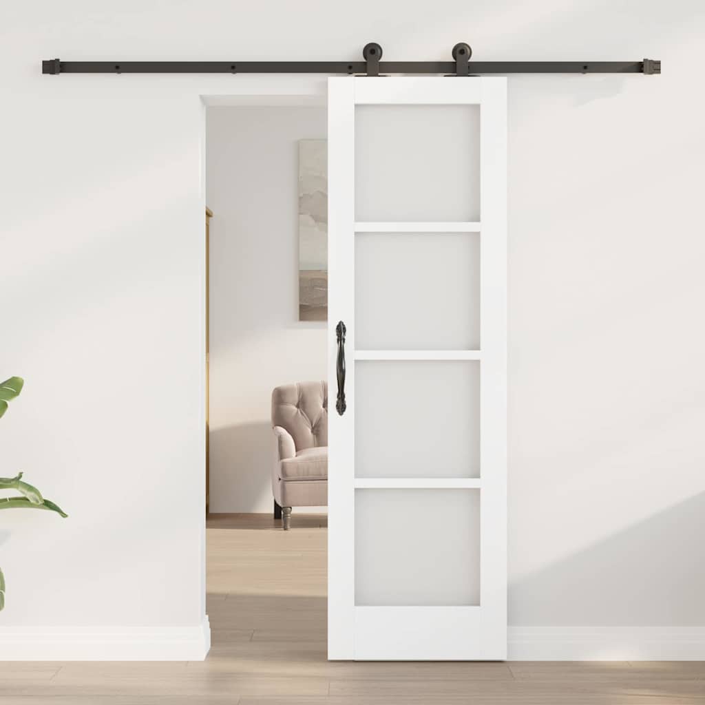 Csúszó ajtó ORKDAL Fehér 61 x 198,5 cm Tömör fenyőfa és üveg
