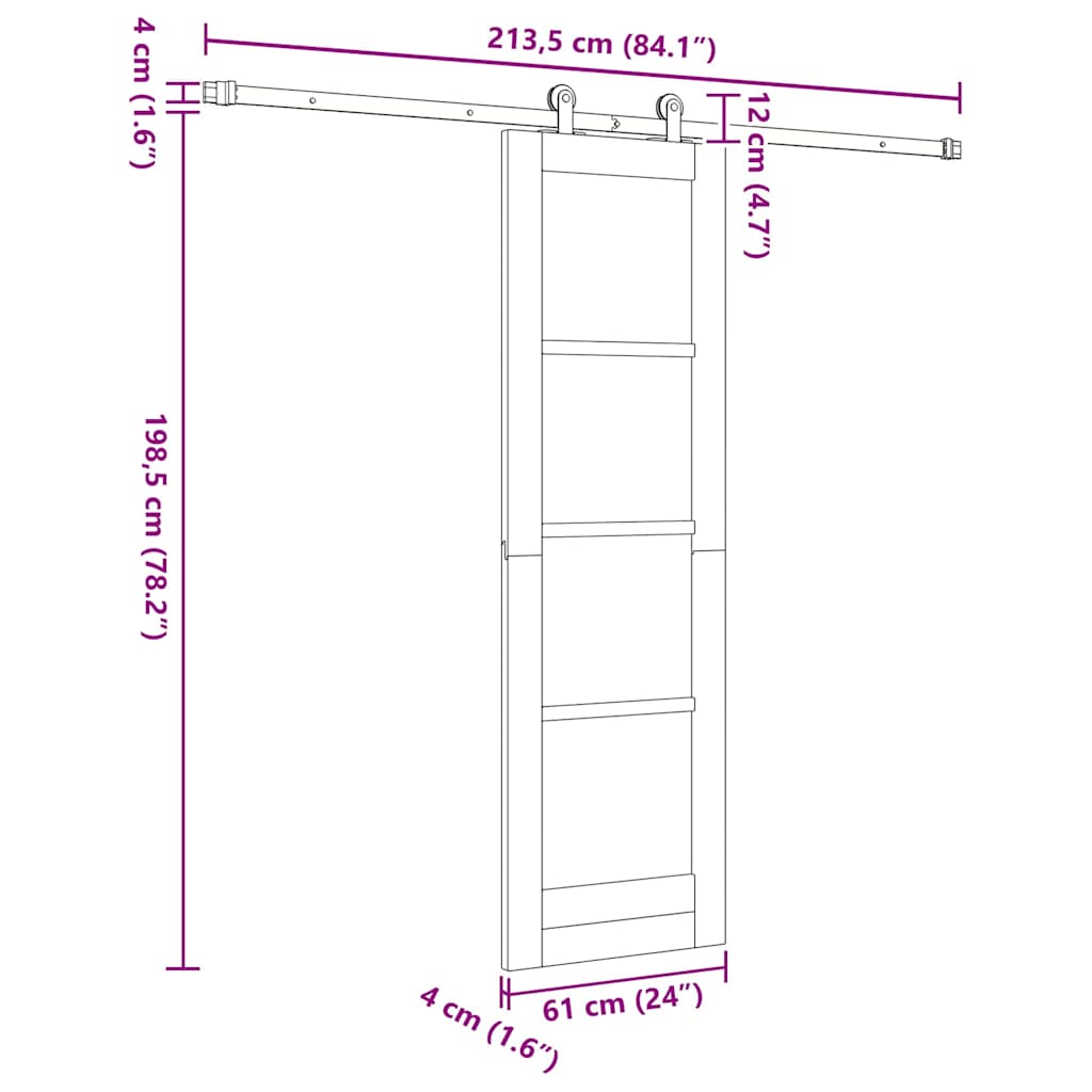 Csúszó ajtó ORKDAL Fehér 61 x 198,5 cm Tömör fenyőfa és üveg
