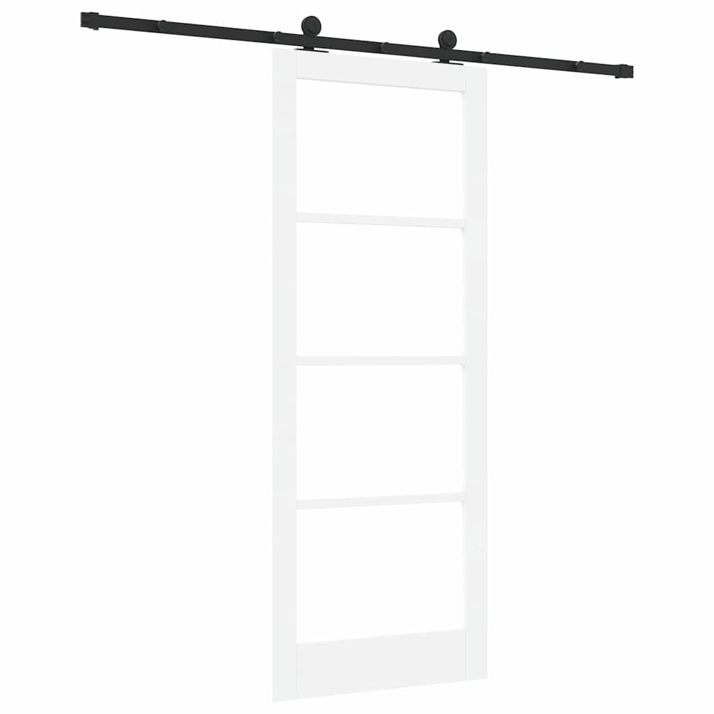 Csúszó ajtó ORKDAL Fehér 83 x 211 cm Tömör fenyőfa és üveg